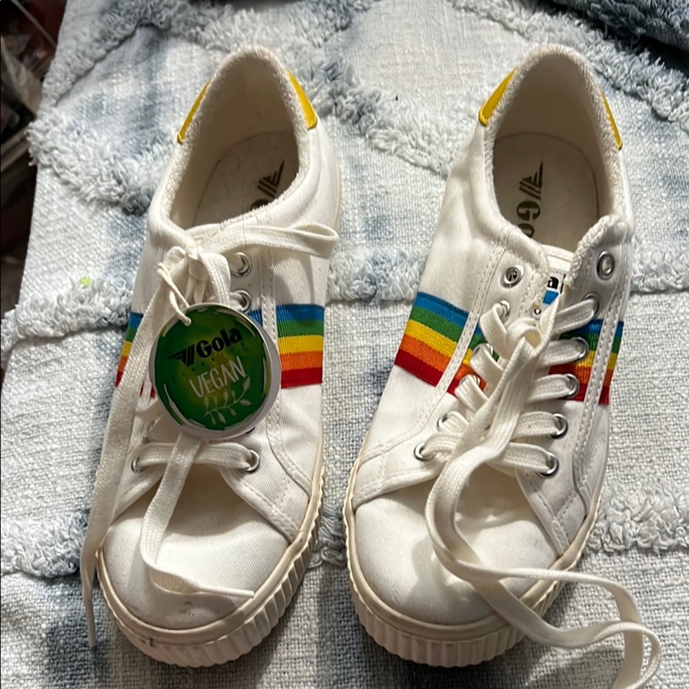 Gola White Sneakers with Colorful Stripes